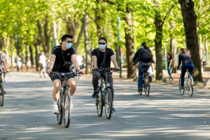 Fietsers tijdens coronacrisis
