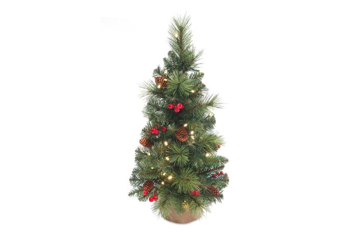 Minikunstkerstboom met led-verlichting en versiering main product photo