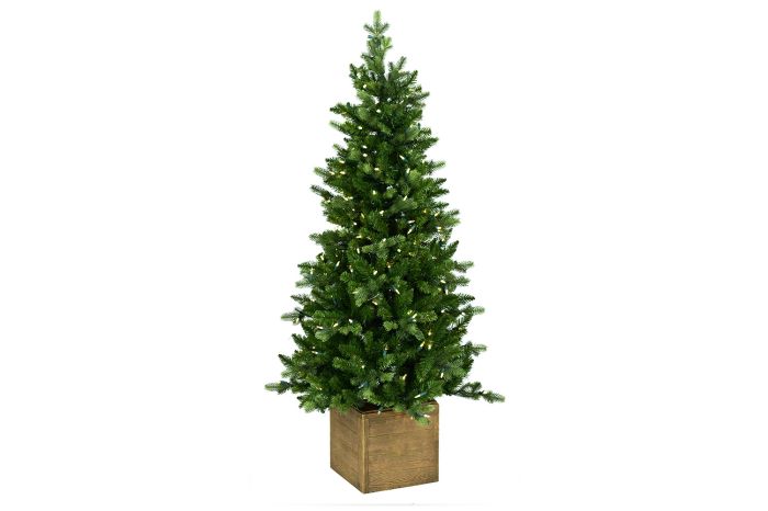 Kunstkerstboom met led-verlichting en box in hars main product photo