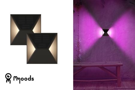 Set van 2 solar wandlampen met kleureffect - Mmoods