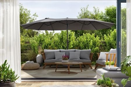 Dubbele parasol met hoes